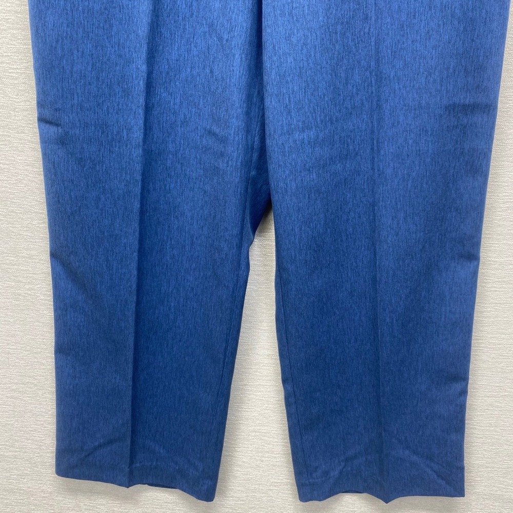 Alfred Dunner Petite 16P Blue Textured Pull On Flat Front Elastic Back Pants - Picture 3 of 12
